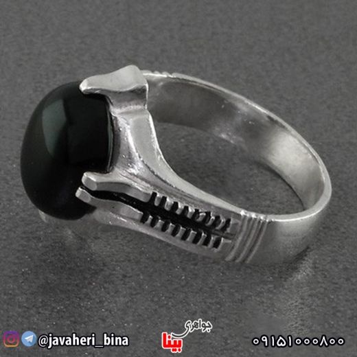 انگشتر عقیق سیاه (اونیکس) مردانه چهارچنگ _کد:۱۵۴۹۸